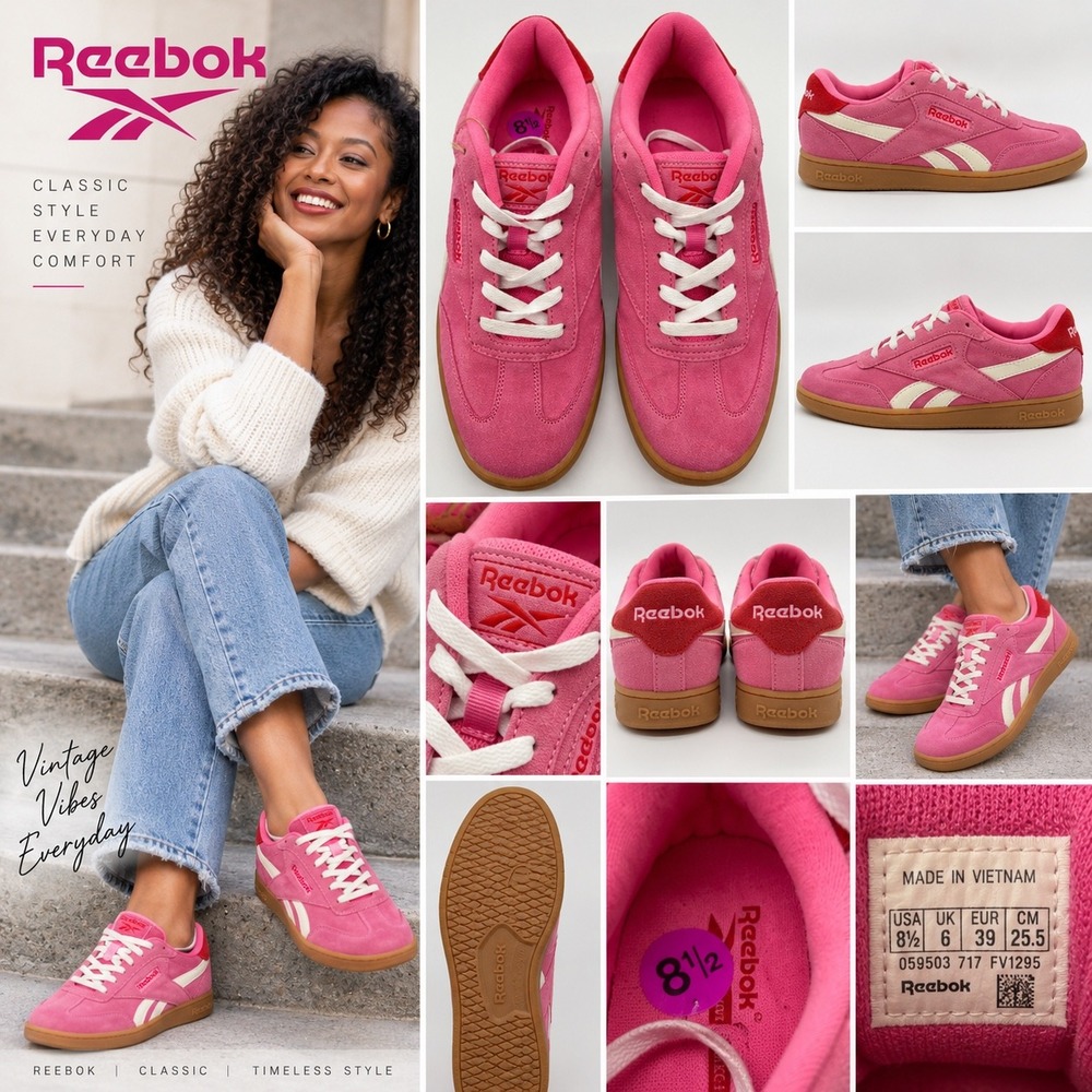 Reebok Club C Revenge Women 8.5 Pink Excellent Suede Gum Sole Sneaker FFC0092429